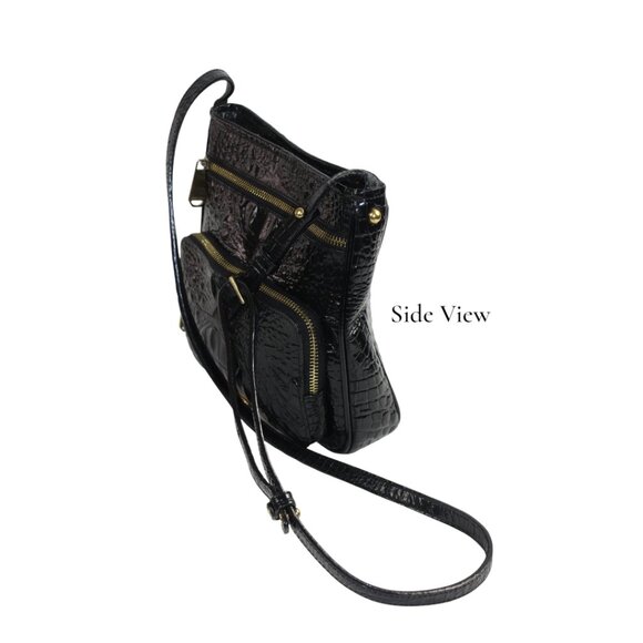 Brahmin Tilda Black Croc Embossed Leather Cross Body Satchel - Picture 5 of 9
